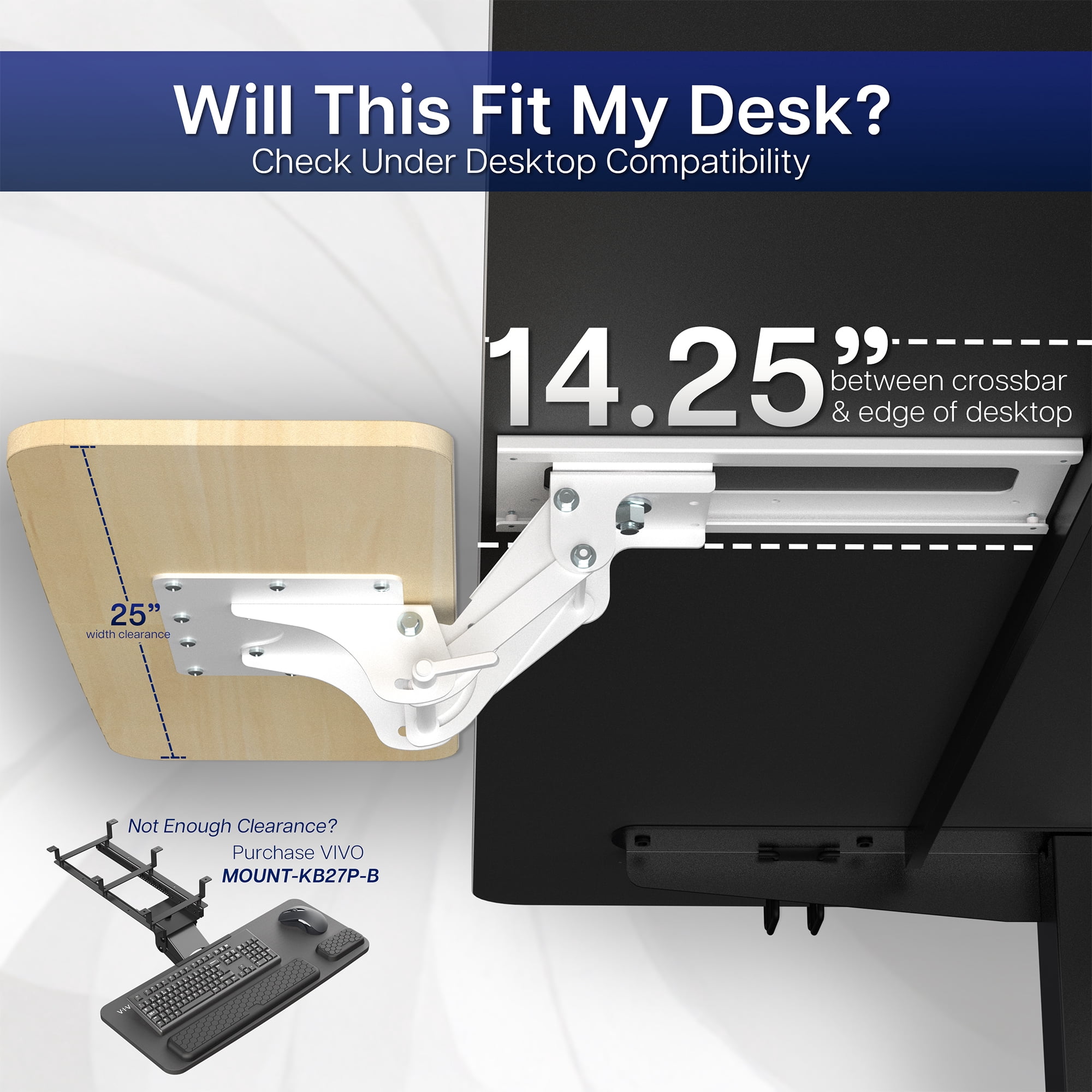 VIVO Light Wood Adjustable Computer Keyboard & Mouse Tray Under Table Desk Mount