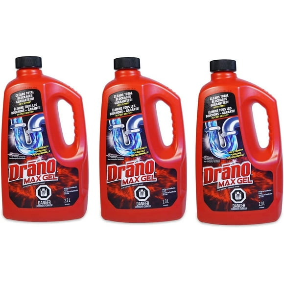 Drano Max Gel Drain Cleaner and Clog Remover, Value Pack, 3 x 2.3L