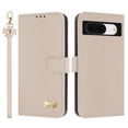 thumbnail image 2 of Wallet Case For Google Pixel 8A Crossbody Strap & Short Hand Strap with RFID Blocking Credit Card Slots, Cute Bow Design Flip PU Leather Stand Magnetic Closure Phone Cover,Apricot, 2 of 12