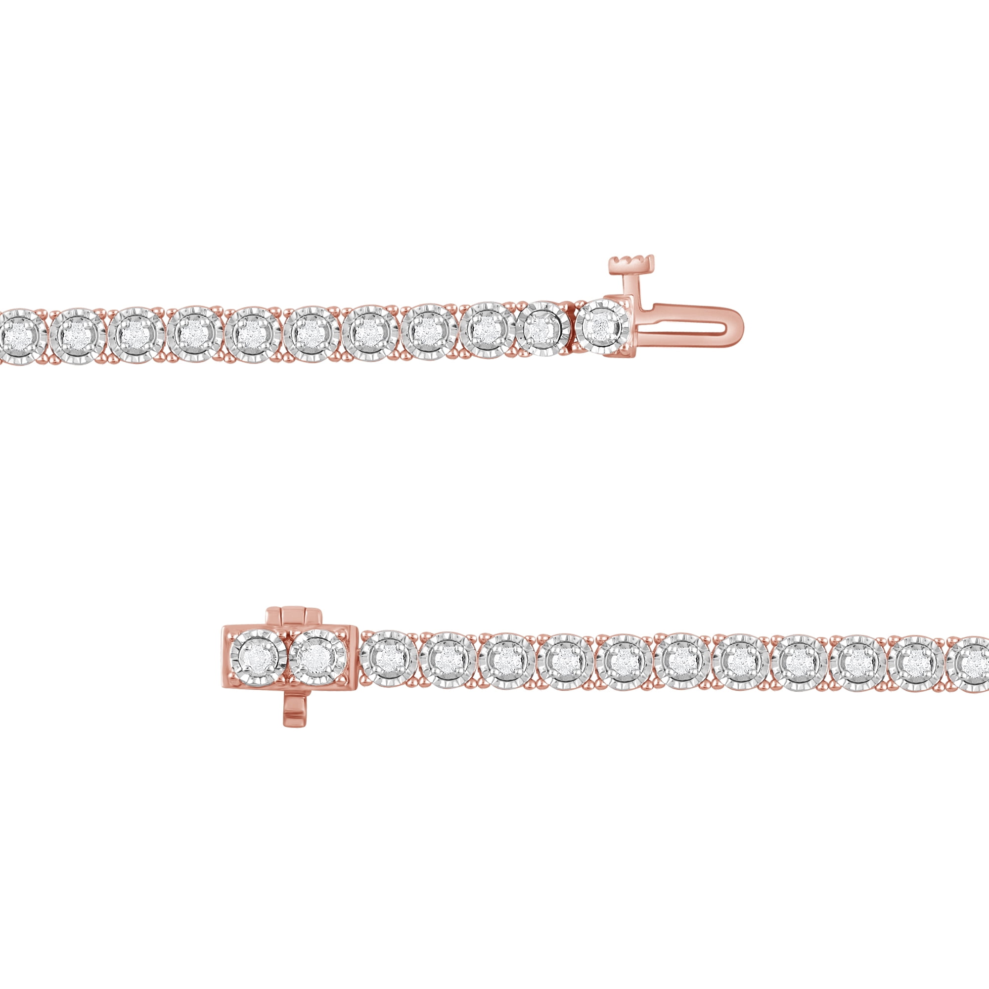 Arista 1.00 Carat T.W. Diamond Circle Link Tennis Bracelet in Pink Plated Sterling Silver (J, I3)