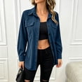 thumbnail image 5 of Atogsazn Women's Button Down Shacket Jacket Casual Ribbed Corduroy Long Sleeve Oversized Shirt Fall Winter Tops Blue S Fashion, 5 of 7