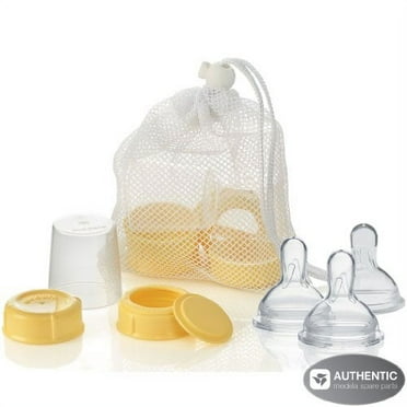 Medela Breastmilk Bottle Spare Parts WITH Three Medium-Flow Wide Base Nipples