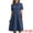 Dark Blue, variant on DARING DIVA Denim Collared Short Sleeve A-Line Midi Dress XS Blue