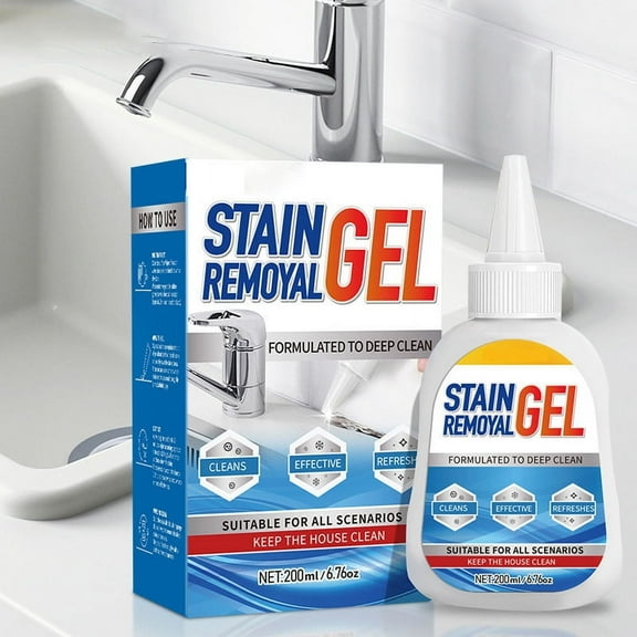 Stain Remover Gel, 200ml Multi-Purpose Cleaner, Deep Cleaning Gel for Grout, Tiles, Bathtub, Washing Machine Seal, Mold & Grease Remover, Fast-Acting Formula, No Scrubbing, Mild Odor, Concentrated