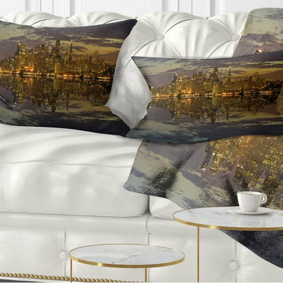 Designart San Francisco at Sunset Panorama - Cityscape Throw Pillow - 12x20