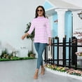 thumbnail image 6 of Mock Neck Tops for Women Loose Fitting 3/4 Sleeve Shirt Cozy Casual Fitted Basic Tees Lightweight Comfy Pullover Pink XL, 6 of 7