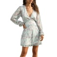 thumbnail image 2 of Lucakuins Vestido de cintura alta con cuello en V verde marino para mujer, minivestido corto con dobladillo con volantes, S/ M/ L/ XL Lucakuins moda, 2 of 6