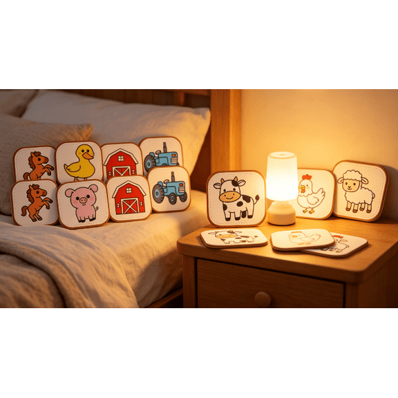 Portable Quiet Game, Durable Farm Animal Matching Set, Non-toxic Felt, Lightweight for Car Trips & Outdoor Outings