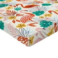 thumbnail image 4 of Ambesonne Tropical Vibes Fitted Sheet, Exotics Flamingo Art, Twin XL Size, Dark Pink Jade Green, 4 of 5