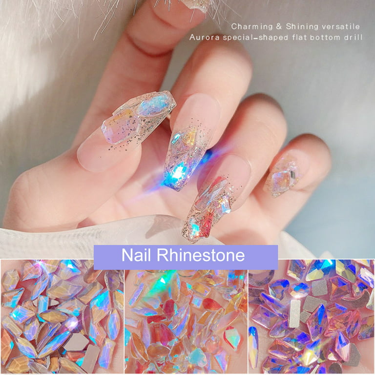 100pcs Mixed Crystal AB Nail Art Rhinestones Flatback Shiny Glass Nail  Stones Gems For 3D Nails DIY Manicure Decorations