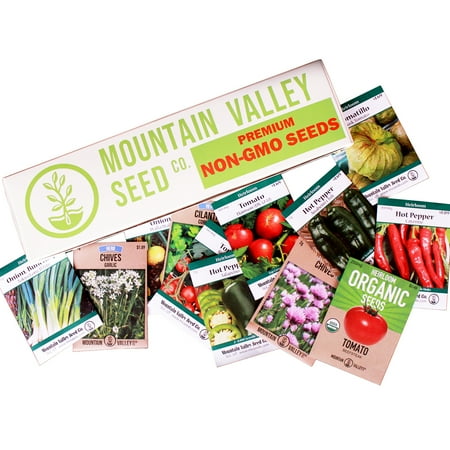 Salsa Tomato Seeds Mexican Salsa Garden Seed Collection - Deluxe Assortment - 12 Non-GMO Vegetable Gardening Seed Packets: Jalapeno, Tomato, Cilantro, Onion, Tomatillo, Garlic Chives, More ()