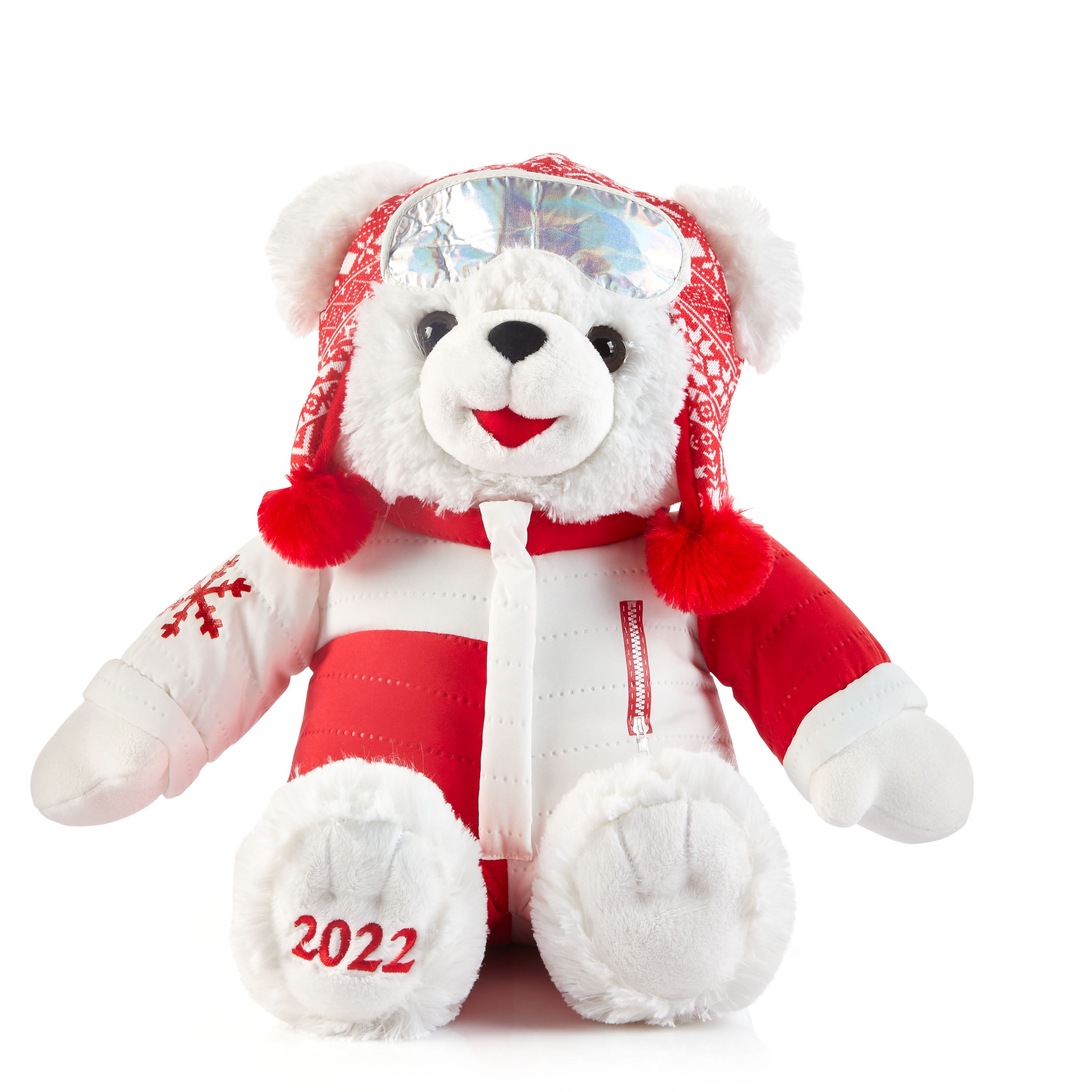 Holiday Time 15 inch Snowflake Teddy Bear 2022, Snowflake Red Jacket Boy 