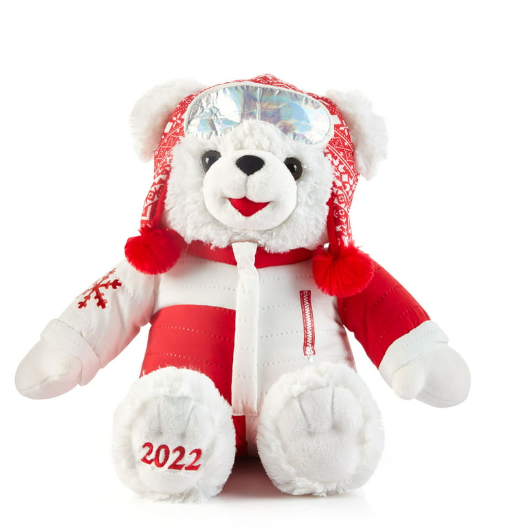 Holiday Time 15 inch Snowflake Teddy Bear 2022, Snowflake Red