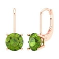 thumbnail image 2 of 3 Ct Round Cut Drop Dangle Green Natural Peridot 18K Rose Solid Solid Gold Everyday Dainty Earrings Lever Back, 2 of 7