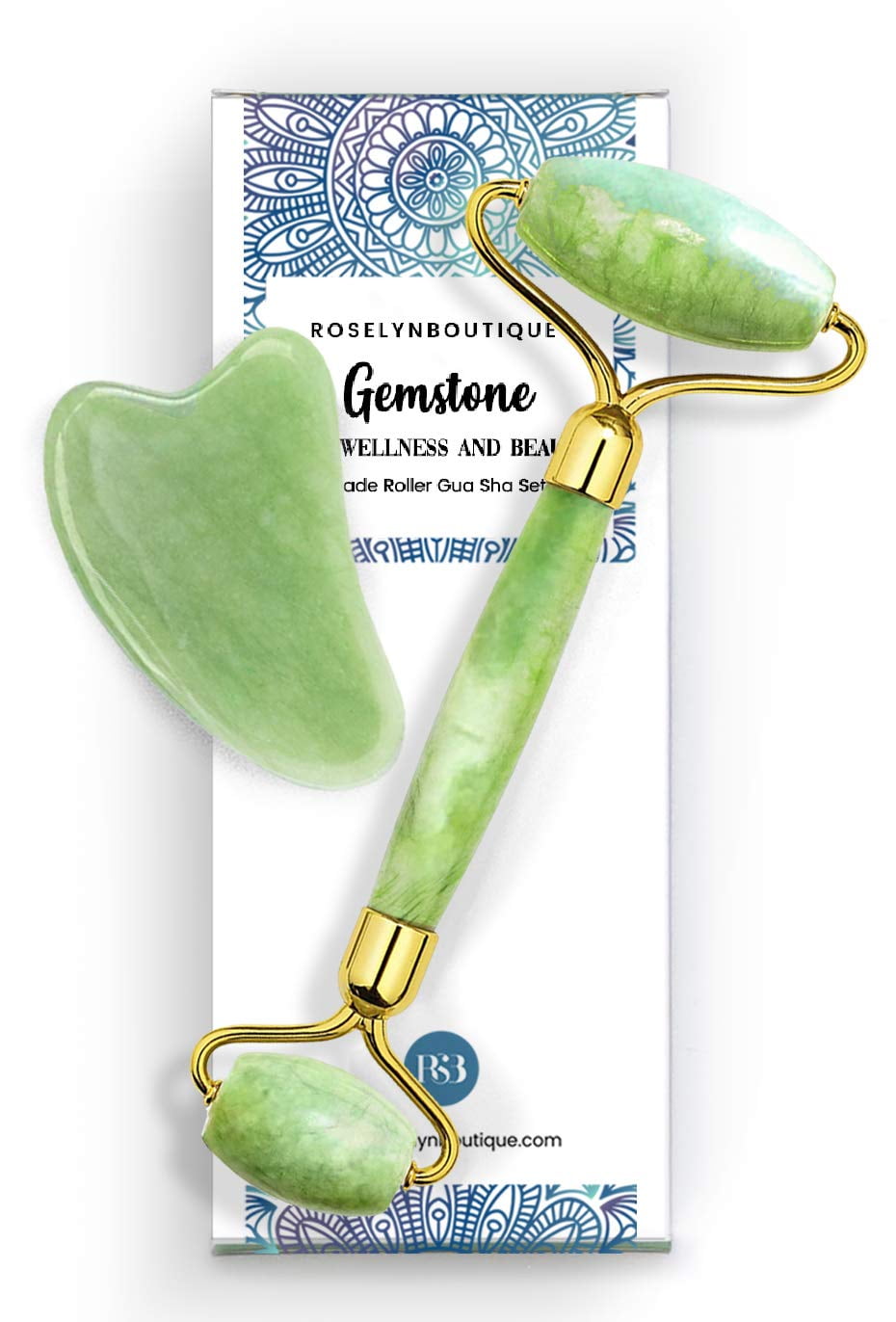 Roselynboutique Jade Roller For Face And Gua Sha Set Beauty Cosmetic Facial Skin Roller Massager Tool Original Handcraft Natural Green Jade Walmart Com