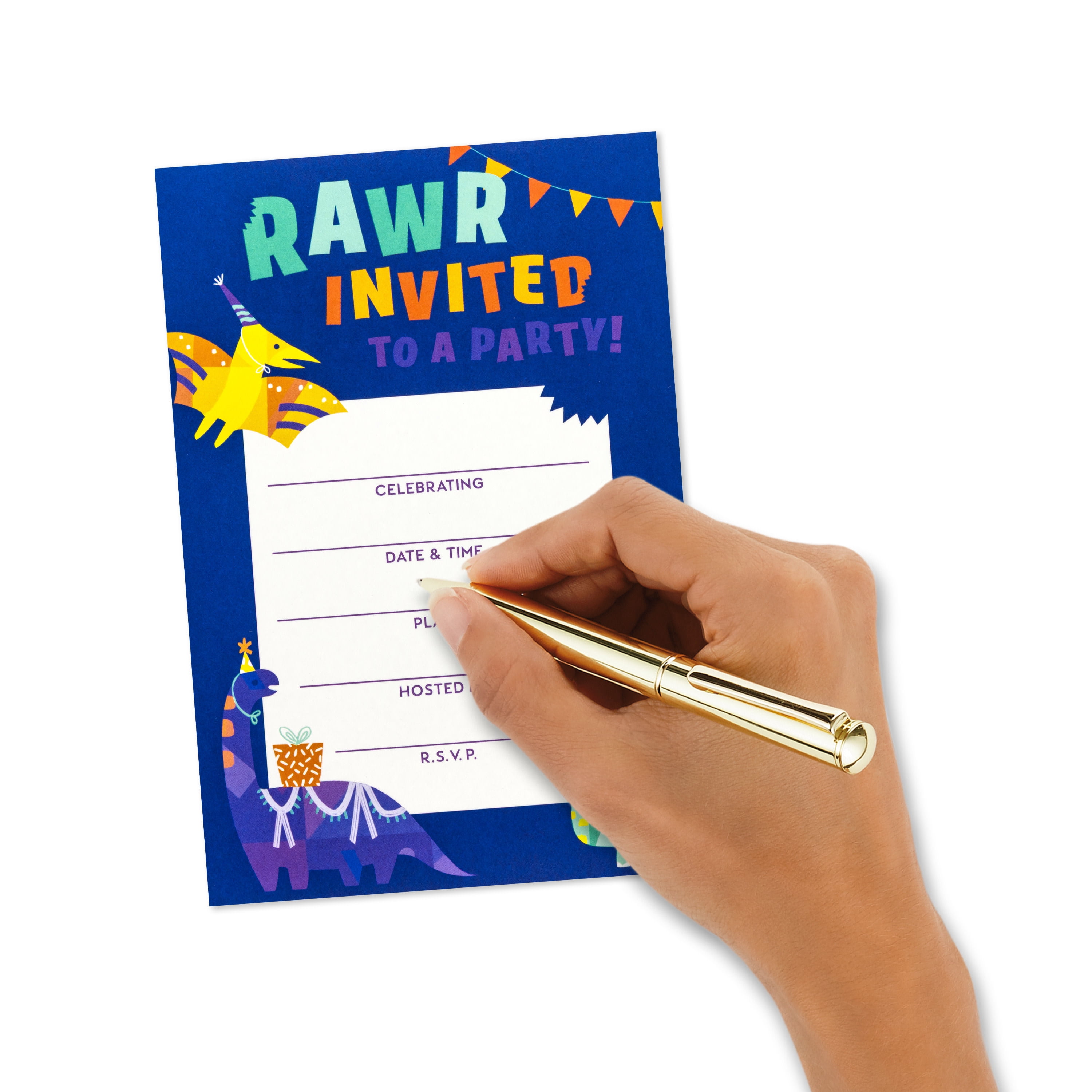 Hallmark Fill-in-the-Blank Kids Party Invitations (Dinosaur Party), Pack of 10