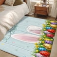thumbnail image 5 of Rectangle Area Rug 4x6ft, Spring Easter Rabbit Ears Teal Wood Non-Slip Non-Shedding Floor Mat, Colorful Eggs Daisy Flower Washable Sturdy Carpet for Living Room Bedroom Home Decor, 5 of 9