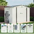 thumbnail image 5 of 8x6FT Outdoor Storage Shed for Backyard, Pitched Roof Tool Shed with Window and Lockable Door, Air Vent, Metal Compact Shelter for Garden,Backyard, White + Gray, 5 of 8