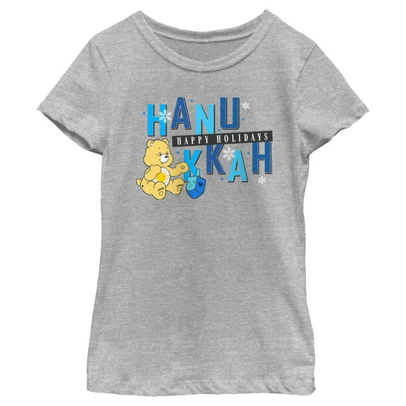 Girl's Care Bears Funshine Bear Happy Hanukkah  Graphic T-Shirt