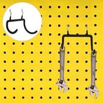 WRISTBIQUE 2Pcs Black Steel Square Hooks for Pegboard Accessories Heavy Duty Wall Mounting 11.8x4.5x3.3in