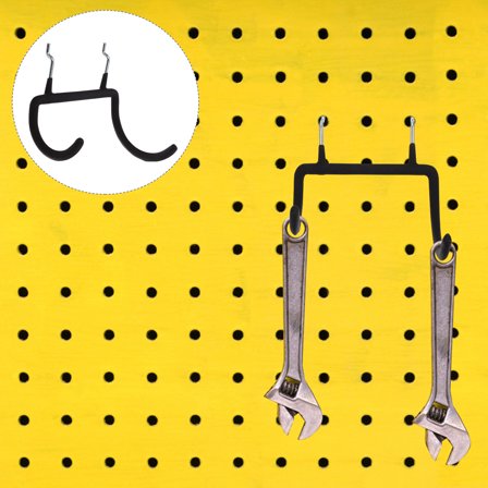 WRISTBIQUE 2Pcs Black Steel Square Hooks for Pegboard Accessories Heavy Duty Wall Mounting 11.8x4.5x3.3in