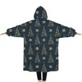 thumbnail image 2 of Oversized Wearable Blanket Hoodie,Dark Blue Christmas Tree Pattern Sherpa Blanket Hoodie with Super Pockets,Super Warm Fuzzy Pullover for Women & Men, 2 of 6