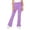 Purple, variant on Girls Cotton Stretch Split Hem Flared Pants, Elastic Waist Slim Fit Solid Color Kids Micro Bell Bottom Trousers for Spring Autumn Daily Casual Wear(Khaki,7-8 Years)