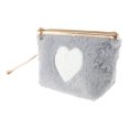 thumbnail image 1 of 1 Pc Bolsa de Maquillaje Portátil en Forma de Corazón para Viajes, Vacaciones y Camping, Gris de Pana, 1 of 3
