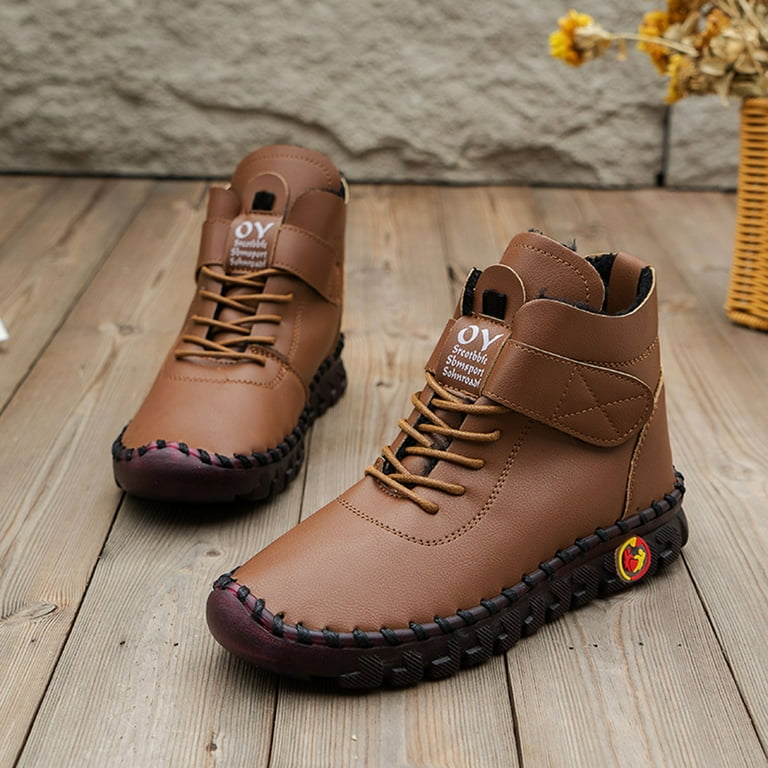 Womens High Heel Short Boots Casual Thick Soled Cross Strap Motorcycle Boots New Booties Women Boots Medium Heel Leather Boots for Women Low Heel Wide Womens Leather Boots 6 Cute Boots Heel for