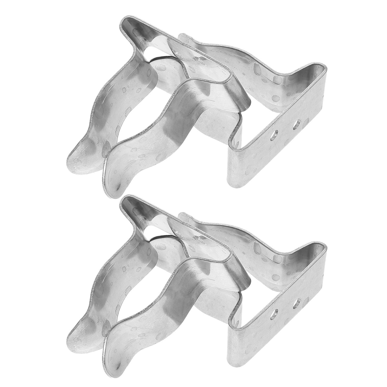 FOMIYES Set of 4 Stainless Steel Spring Clips for Boat Hooks, Holders, and Fishing Rod Storage, Plated