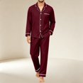 thumbnail image 5 of Iaqnaocc Pajama Set for Men Cozy Soft Casual Long Sleeve Top and Pants Two Piece Set Lightweight Sleepwear Wine XL, 5 of 6