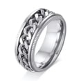 thumbnail image 2 of 8 Styles Silver/Black/Gold/Blue Spinner Chain Cz Band Stainless Steel Spin Ring, 2 of 8