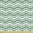 thumbnail image 2 of Ambesonne Abstract Fabric by the Yard Upholstery, Curvy Stripes Waves, 1 Yard, Pale Sage Green White, 2 of 5