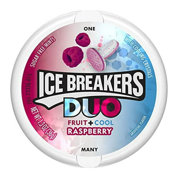 ICE BREAKERS DUO Raspberry Flavored Sugar Free Breath Mints, 1.3 oz Tins (8 Count)