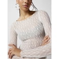 thumbnail image 2 of Women Y2K Lace Floral Crop Top Long Sleeve Sheer Mesh See Through T Shirts Slim Fit Going Out Tees Tops Streetwear, 2 of 7
