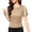Khaki, variant on Women's Shimmer Sheer Mesh T-Shirt Slim Fit Shiny Silk Short Sleeve Undershirt Elegant Crewneck Solid Base Layer Chic Party Wear Sparkle Top