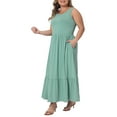 thumbnail image 4 of Agnes Orinda Plus Size Dress for Women Summer Sleeveless Maxi Casual Tie Dress with Pockets, 4 of 5