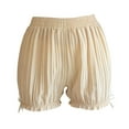 thumbnail image 4 of HongQid Soft Lounge Shorts for Women Elastic Waist Ruffled Bloomers Casual Sleepwear Lightweight Cozy Pajama Bottom Beige 2XL, 4 of 4