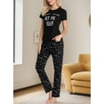 thumbnail image 3 of Womens Pajama Sets Short Sleeve Tops with Long Pants Sleepwear Lounge Set with Pocket, 3 of 4