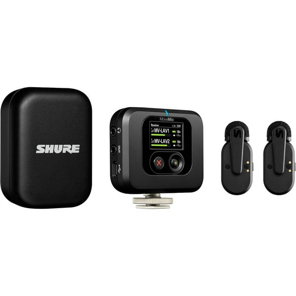 Shure - MoveMic Two Lavs, Charge Case, Plug-in Receiver Kit | MV-TWO-KIT-Z7 | Brand New
