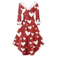 thumbnail image 4 of Valentines Day Dresses for Women V Neck High Low Vintage Valentines Day Costumes A-Line Swing Holiday Cocktail Dress Red XL, 4 of 5
