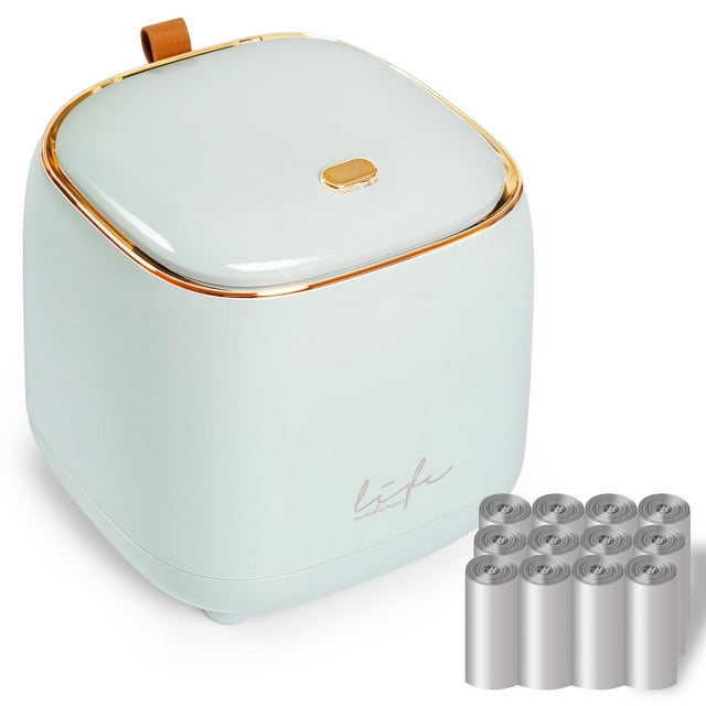 Mini bote de basura QINSIGN para encimera con 12 rollos de bolsas de 1,5 litros