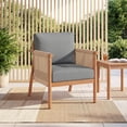thumbnail image 2 of Costway Patio Acacia Wood Chair with Woven Rope Armrests & Seat Back Cushions for Backyard Natural + Gray, 2 of 9