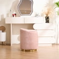thumbnail image 5 of DRKAT Swivel Vanity Stool with Back Comfy Vanity Chair with Gold Base Modern Round Stool for Makeup Vanity Ottoman Foot Rest for Bedroom livingroom (Pink), 5 of 8