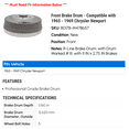 thumbnail image 2 of Front Brake Drum - Compatible with 1965 - 1969 Chrysler Newport 1966 1967 1968, 2 of 2