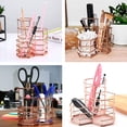 thumbnail image 4 of Portavasos hexagonal de metal Zhivalor organizador de brochas de maquillaje oro rosa, 4 of 7