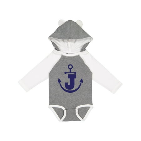 

Inktastic Monogram J Nautical Anchor Gift Baby Boy or Baby Girl Long Sleeve Bodysuit