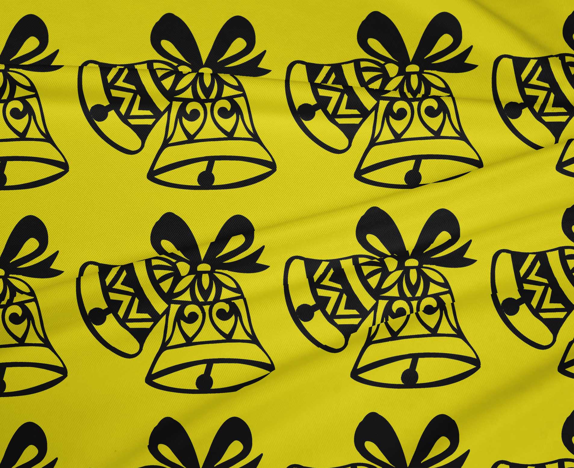 oneOone Polyester Spandex Yellow Fabric Merry Christmas Sewing Craft Projects Fabric Prints By Yard 56 Inch Wide