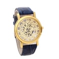 thumbnail image 3 of Fashion Skeleton Dial Quartz Watch - Stylish Roman Numeral Analog Wristwatch with Leather or Mesh Band, Unisex Casual Dress Watch for Men & Women,F, 3 of 5