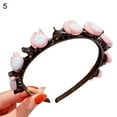 thumbnail image 2 of Zhaomeidaxi Hairpin Headband, Fashion Headband with Clips, Beaded Flower Double Bangs Hairstyle Double Layer Twist Plait Headband Korean Braided Headbands for Women Teens Girls, 2 of 4